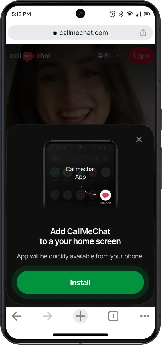 Ventana de instalación de CallMeChat en el navegador