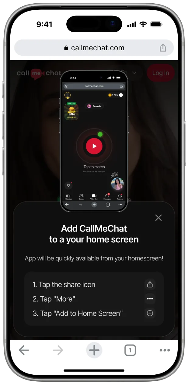 Ventana de instalación de CallMeChat en el navegador