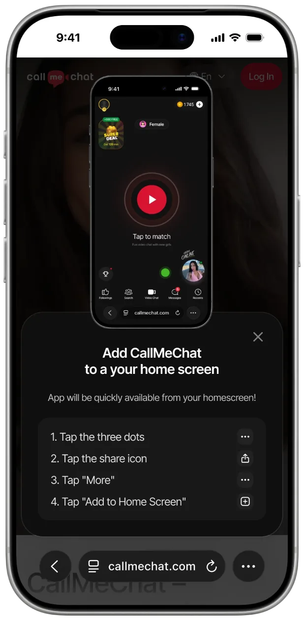 Ventana de instalación de CallMeChat en el navegador
