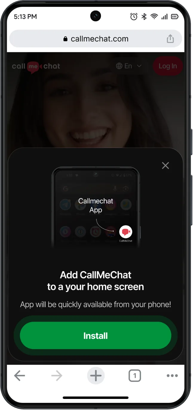 Pasos de instalación de CallMeChat en el dispositivo seleccionado