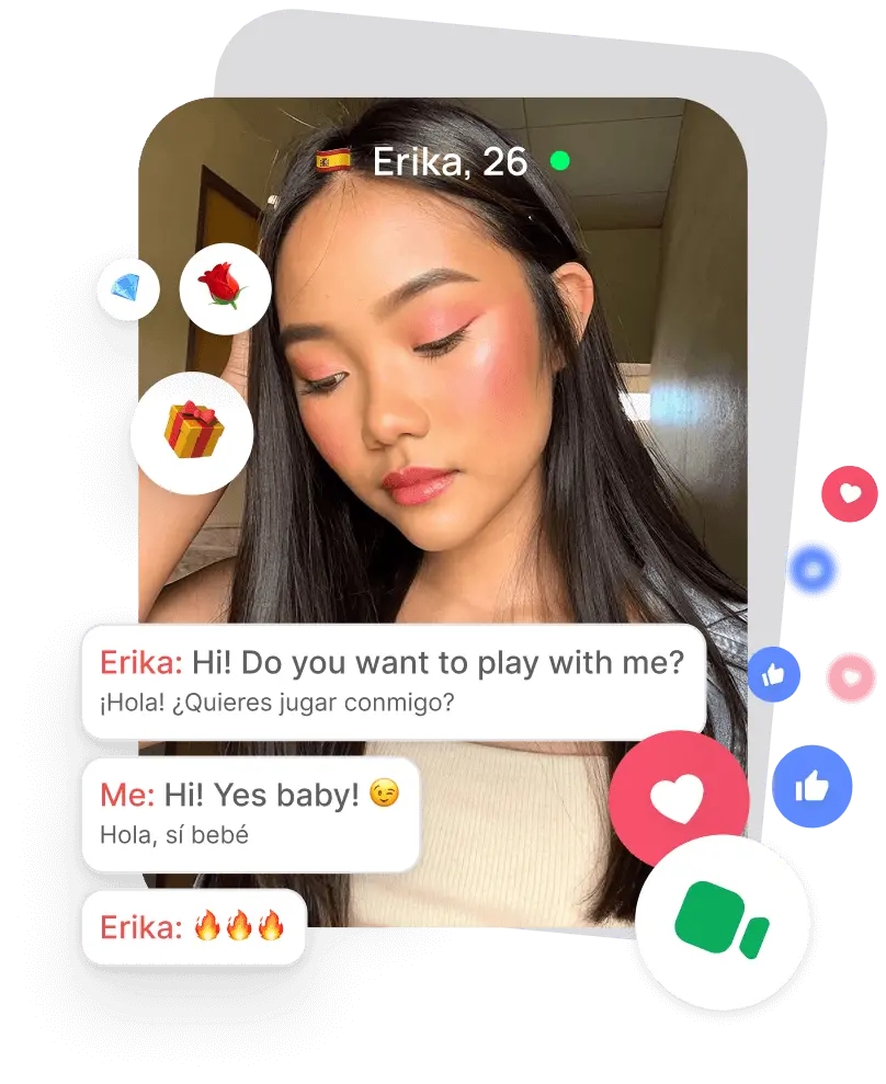 Online-Video-Chat-Profil mit Nachrichten und virtuellen Geschenken