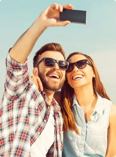 a couple having fun in a random video chat