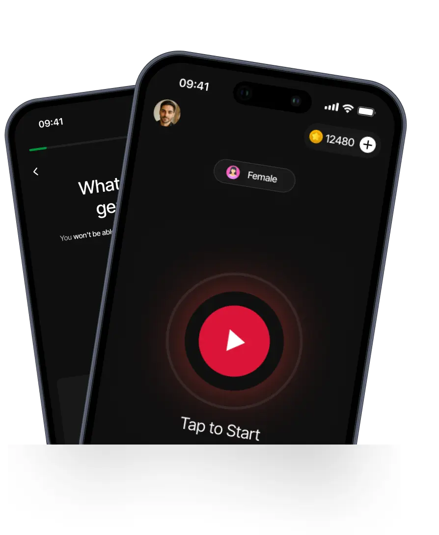 Smartphones showing a chat app interface