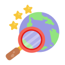 Globus mit Lupensymbol